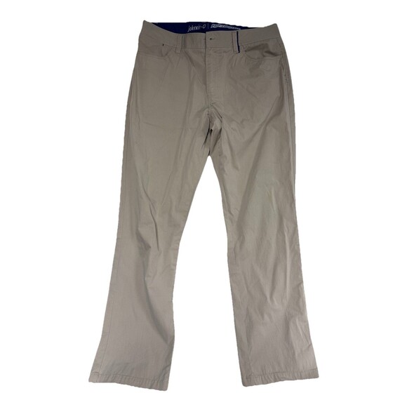 Johnnie-O Prep-Formance Marin Golf Pants Mens 34x32 Light Khaki Chino 5 Pocket - Picture 1 of 7
